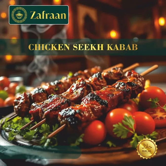 Zafraan Chicken Seekh Kabab, ready to share